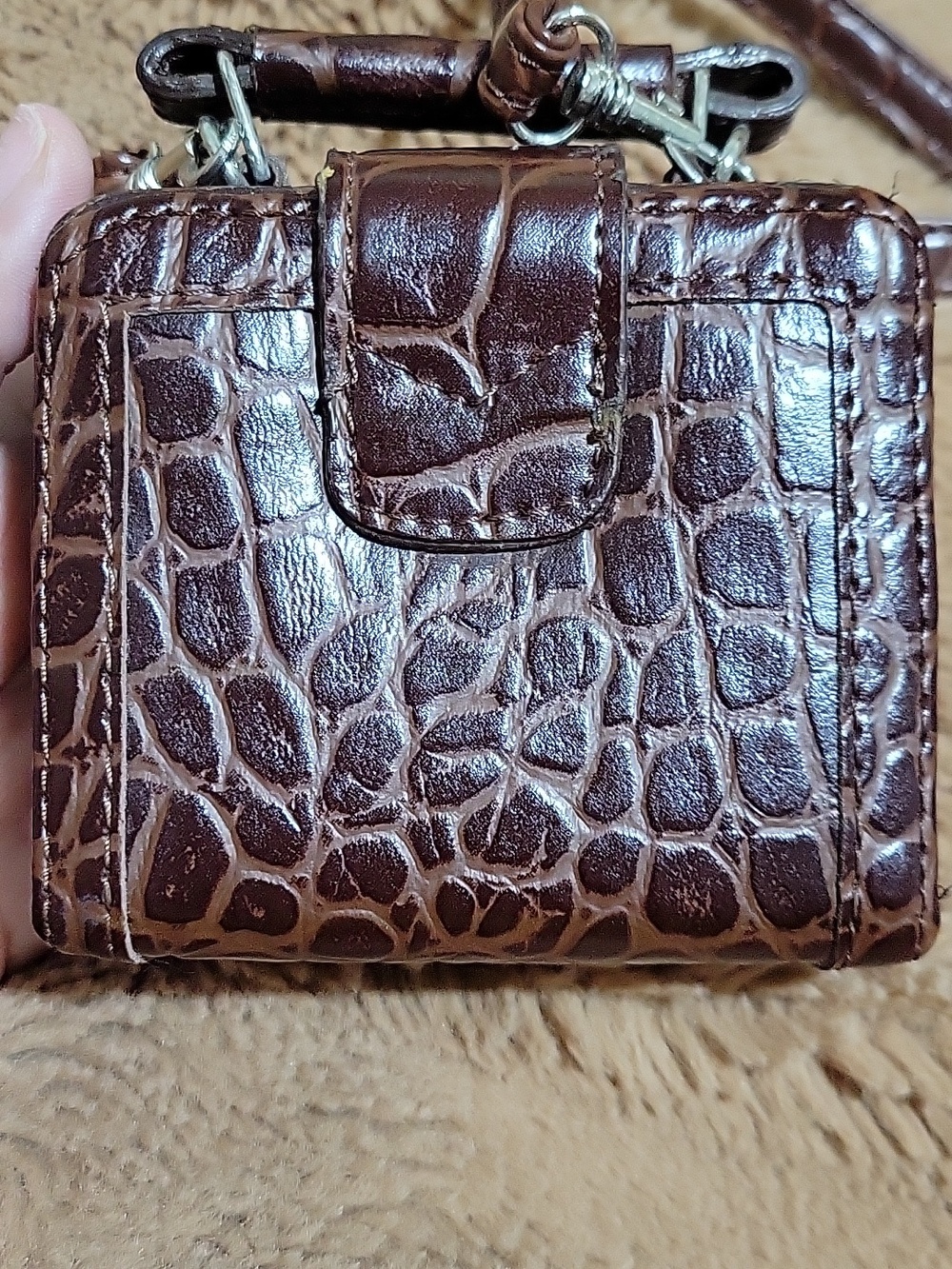 Mini Brown & Blue Heart Accent Crossbody Bag - Picture 10 of 10